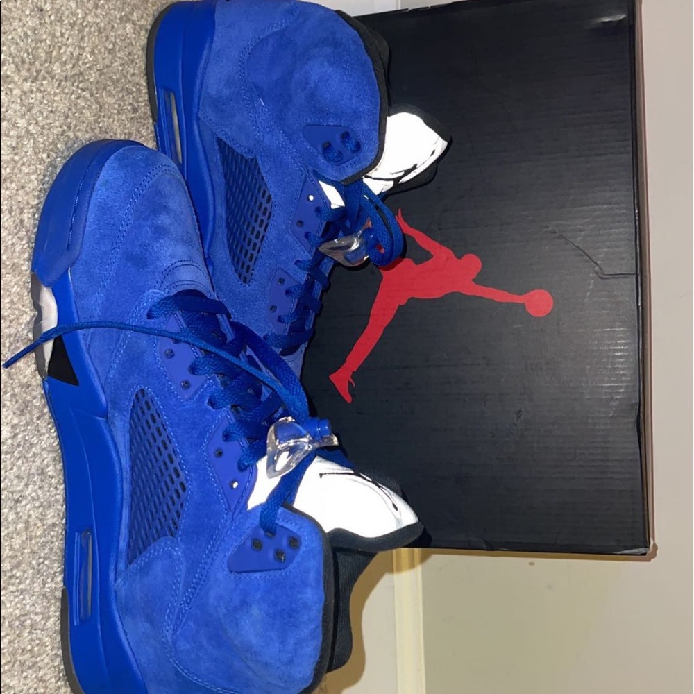jordan blue suede jordan 5s
